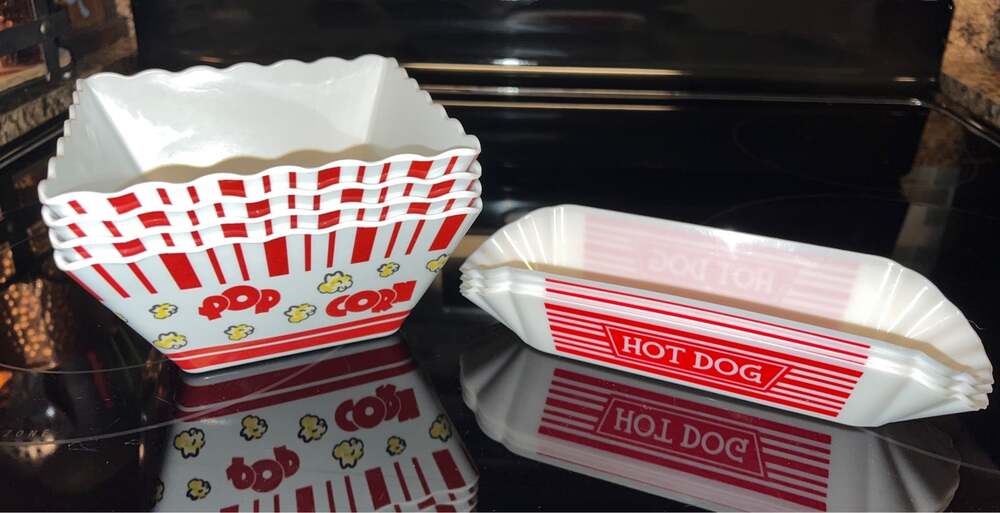 Retro Style Popcorn & Hot Dog Dishes